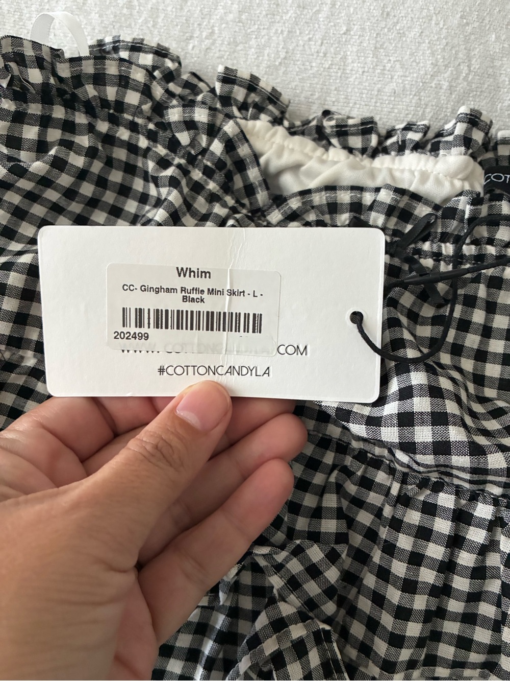 Cotton Candy Black & White Gingham Ruffle Mini Skirt with shorts underneath - Picture 4 of 8